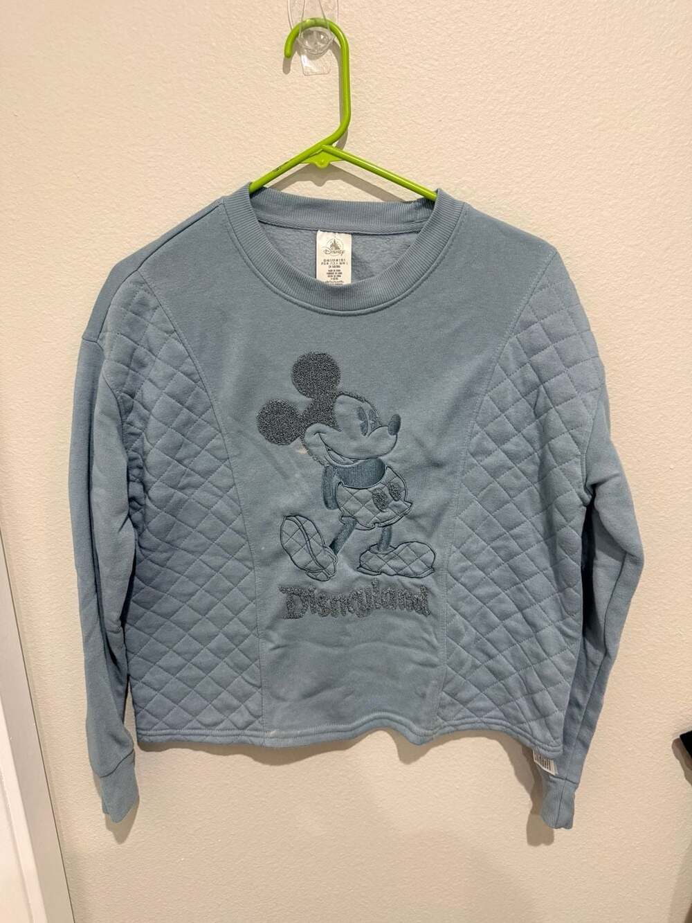 Disney Parks Disneyland Quilted Embroidered Mickey Mouse Blue Sweatshirt Size S